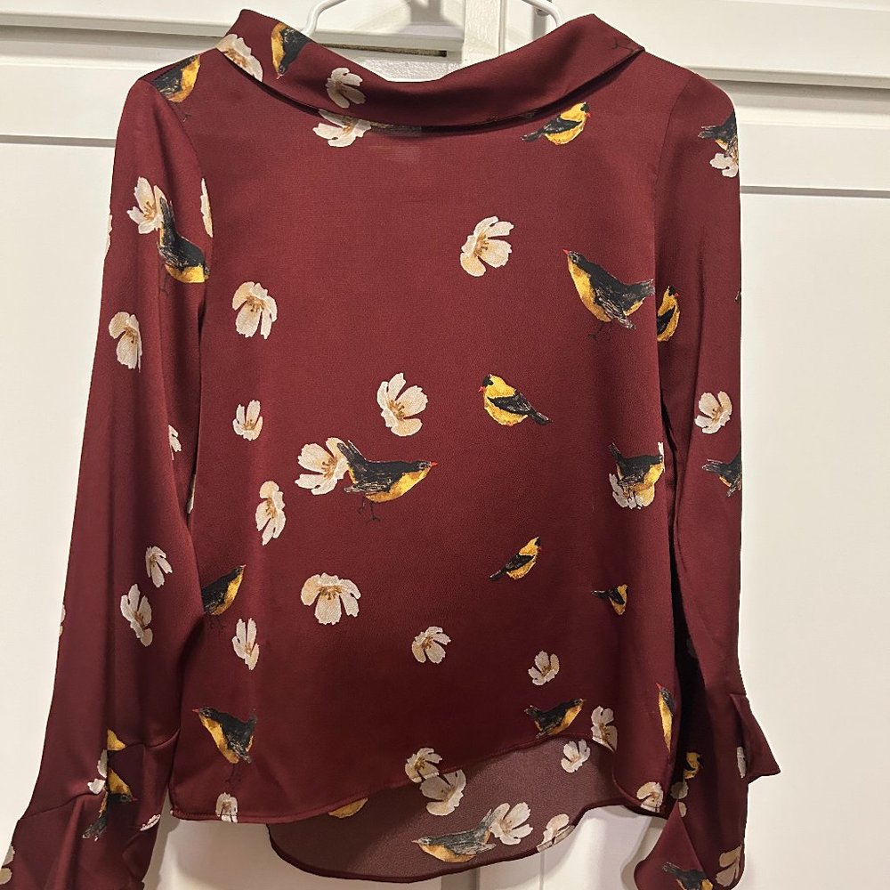 ZARA Basic Burgendy Canary Blouse Small